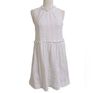Sz XS Draper James RSVP White Sleeveless Ruffle-Yoke Cotton Dress